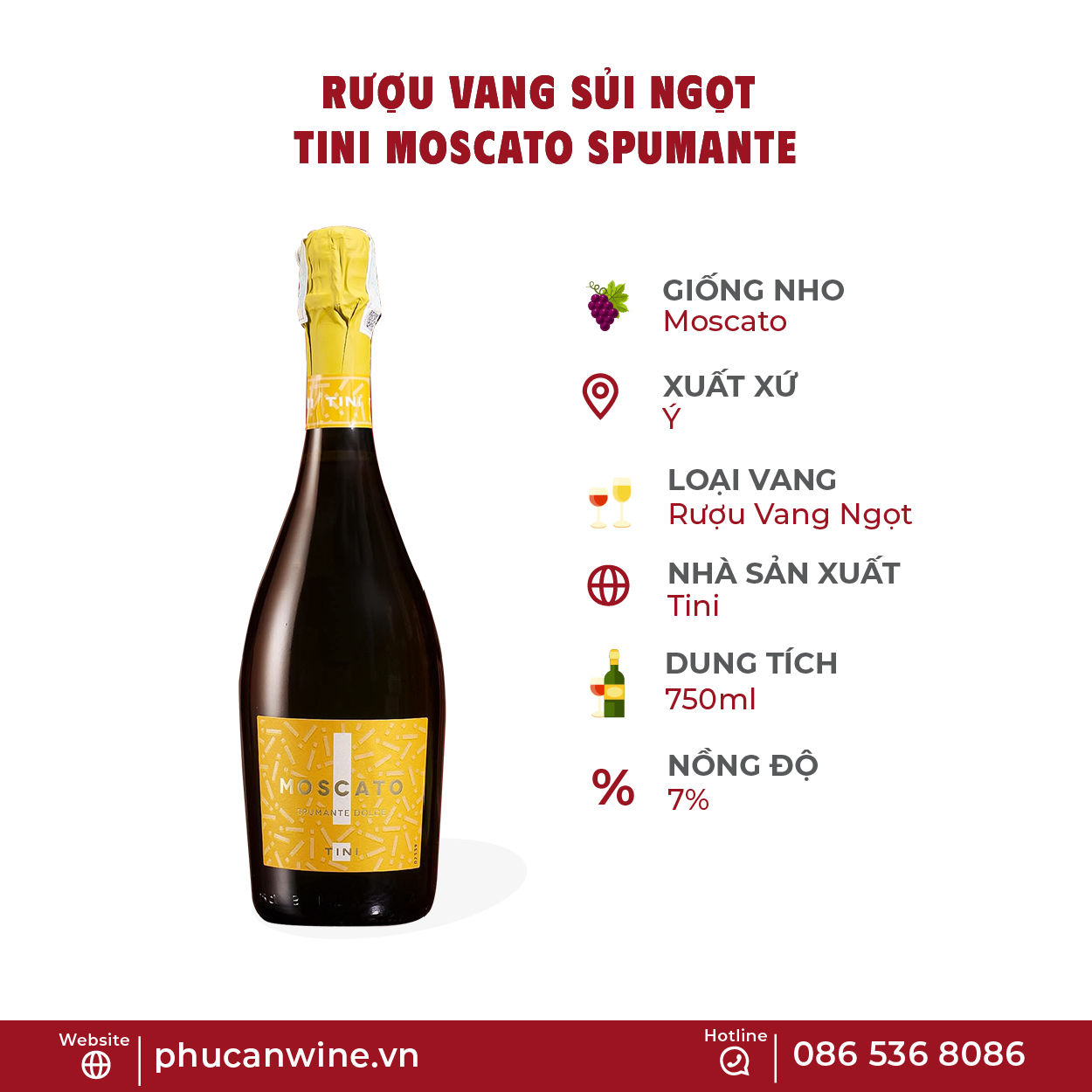 Với sự ngon ngọt và tươi mát của chai vang ngọt Tini Moscato Spumante, cần song hành với những món tráng miệng ngọt ngào và bùi béo như bánh táo nướng rắc bột quế thơm lừng, pannacotta mát lạnh, thơm mùi sữa với sốt xoài chua chua ngòn ngọt, bánh quy kem đường vị chanh vàng thanh dịu, hay món thạch caramen rất quen thuộc với người Việt Nam. Hoặc với lát phô-mai mốc xanh với mùi đậm, vị mạnh mẽ khá kén khẩu vị của nhiều người, lại trở nên dễ thưởng thức hơn rất nhiều nhờ vị ngọt của rượu vang Ý Tini Moscato Spumante kéo lại sự cân bằng trong khoang miệng.