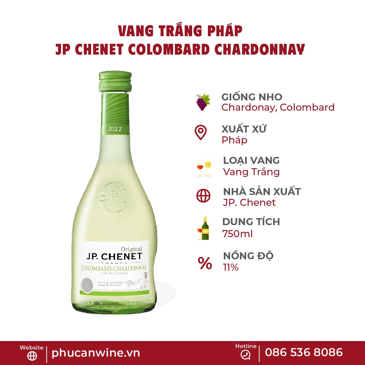 Rượu Vang Trắng JP Chenet Colombard Chardonnay 11.5%